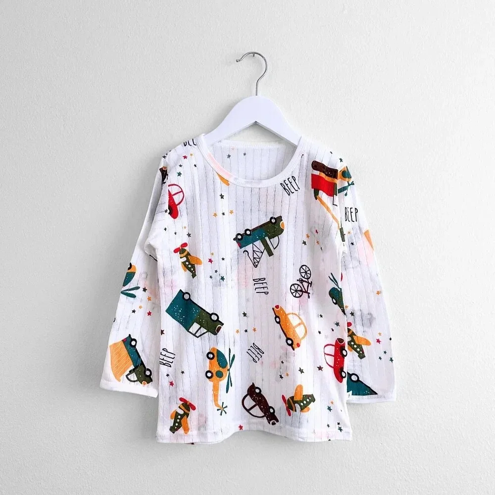 NWT Cute Boys Sleep N' Play Long Sleeve Top & Pants Pajamas Set Cars & Planes 8Y